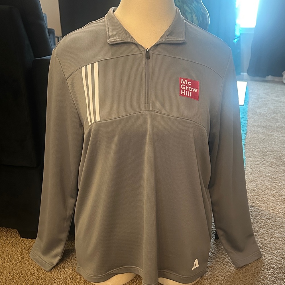 adidas Gray 1/4 Zip Pullover with McGraw Hill Patch - Picture 3 of 13